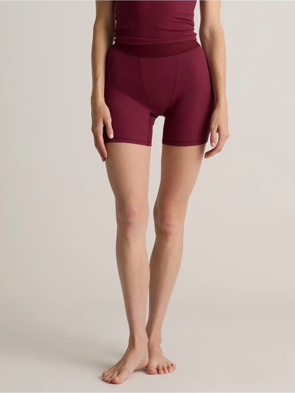 Tencel Rib Knit Lounge Boxer in Wine.